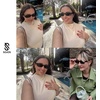 image:imageSOJOS Trendy Small Rectangle Polarized Sunglasses for Women Men Retro Y2K Narrow Thin Skinny Sunnies SJ2363WhiteBrown