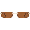 image:imageSOJOS Trendy Small Square Sunglasses Womens Retro Rimless Sun Glasses Vintage Narrow Shades SJ1280Gold  Brown Lens