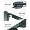 image:imageSOJOS Trendy TR90 Polarized Aviator Sunglasses for Women MenRetro Rectangle Shades Sun Glasses SJ2683Green Frame Grey Grading Lens