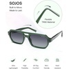 image:imageSOJOS Trendy TR90 Polarized Aviator Sunglasses for Women MenRetro Rectangle Shades Sun Glasses SJ2683Green Frame Grey Grading Lens