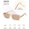 image:imageSOJOS Trendy TR90 Polarized Aviator Sunglasses for Women MenRetro Rectangle Shades Sun Glasses SJ2683Light Brown Frame Brown Lens