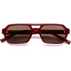 image:imageSOJOS Trendy TR90 Polarized Aviator Sunglasses for Women MenRetro Rectangle Shades Sun Glasses SJ2683Red Frame Brown Lens