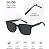image:imageSOJOS Unisex Rectangle Polarized Sunglasses TR90 Square Frame UV400 Protection Lightweight Flexible for Men and WomenBlackGrey