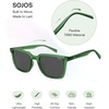 image:imageSOJOS Unisex Rectangle Polarized Sunglasses TR90 Square Frame UV400 Protection Lightweight Flexible for Men and WomenGreenGrey