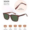 image:imageSOJOS Unisex Rectangle Polarized Sunglasses TR90 Square Frame UV400 Protection Lightweight Flexible for Men and WomenLight Brown StripesGreen