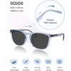 image:imageSOJOS Unisex Rounded Square Polarized Sunglasses TR90 Frame UV400 Protection Lightweight Retro for Women amp MenBlueGrey