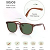 image:imageSOJOS Unisex Rounded Square Polarized Sunglasses TR90 Frame UV400 Protection Lightweight Retro for Women amp MenLight Brown StripesGreen
