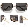 image:imageSOJOS Vintage Rectangle Sunglasses for WomenOversized Trendy Rimless 90s UV400 Womens Y2K Shades SJ1178GoldGrey