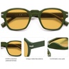 image:imageSOJOS Vintage Retro Square Polarized Sunglasses Men Standard Fit Trendy Womens Sun Glasses SJ2382Green Frame Yellow Lens