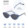 image:imageSOJOS Womens Retro Cat Eye Sunglasses Polarized TR90 UltraLightweight Oval Vintage Shades UV400 ProtectionBlueGrey