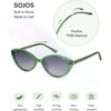 image:imageSOJOS Womens Retro Cat Eye Sunglasses Polarized TR90 UltraLightweight Oval Vintage Shades UV400 ProtectionGreenGrey