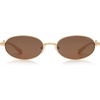 image:imageSOJOS Y2K Oval Metal Polarized Sunglasses Women Men Retro 90s Small Thin Frame Sun Glasses with UV400 AfterglowGoldBrown