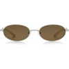 image:imageSOJOS Y2K Oval Metal Polarized Sunglasses Women Men Retro 90s Small Thin Frame Sun Glasses with UV400 AfterglowSilverGreen