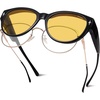 image:imageSOJOS Cat Eye Polarized Fit Over Glasses Sunglasses for Women Trendy Cateye Wrap Around Shades for Women SJ2658BlackNight Vision