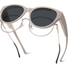 image:imageSOJOS Cat Eye Polarized Fit Over Glasses Sunglasses for Women Trendy Cateye Wrap Around Shades for Women SJ2658Dark BeigeGrey
