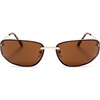 image:imageSOJOS Oval Wrap Around Sunglasses for Women Rave Glasses Y2K Funky Cool Retro Metal Style SJ1268GoldBrown