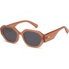 image:imageSOJOS Polarized Sunglasses For Women Retro Rectangle Womens Sun Glasses Trendy Narrow Square 90s Shades SJ2232Milky BrownGrey
