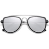 image:imageSOJOS Retro Aviator Polarized Double Bridge Sunglasses for Men Women Mirrored Lens SJ1051SilverSilver Mirrored