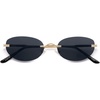 image:imageSOJOS Retro Oval Sunglasses Womens Trendy Rimless Sun Glasses Vintage Narrow Shades SJ1242Gold  Grey Lens