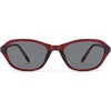 image:imageSOJOS Retro Oval Sunglasses for Women Trendy Cat Eye Narrow Chic Y2K 90s Sunnies SJ2685BurgundyGrey