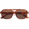 image:imageSOJOS Retro Polarized Square Aviator Sunglasses for Women Men Vintage 70s UV400 Protection Shade SJ2609Brown Pattern Brown Lens