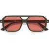 image:imageSOJOS Retro Polarized Square Aviator Sunglasses for Women Men Vintage 70s UV400 Protection Shade SJ2609Dark Green Red Lens