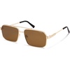 image:imageSOJOS Retro Polarized Square Sunglasses for Women Men Vintage Large Double Bridge UV Protection Metal Sun Glasses SJ1246GoldBrown