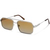 image:imageSOJOS Retro Polarized Square Sunglasses for Women Men Vintage Large Double Bridge UV Protection Metal Sun Glasses SJ1246Light GunmetalYellow Grading
