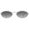 image:imageSOJOS Retro Skinny Oval Rhinestone Sunglasses for Women 90s Styles Bling Hippie Disco Trendy Sun Glasses Small Face SJ1205Grey