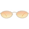 image:imageSOJOS Retro Skinny Oval Rhinestone Sunglasses for Women 90s Styles Bling Hippie Disco Trendy Sun Glasses Small Face SJ1205Pink