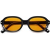 image:imageSOJOS Retro Trendy Oval Round Polarized Sunglasses Womens Mens 80s 90s Vintage Sunnies SJ2603Shiny BlackYellow Tint