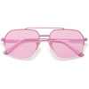 image:imageSOJOS Trendy Aviator Sunglasses Mens Womens Retro Double Bridge Metal Frame SemiRimless Shades SJ1191Pink