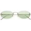 image:imageSOJOS Trendy Oval Rimless Sunglasses for Women Retro Y2k Sunnies with Rhinestones SJ1227SilverGreen