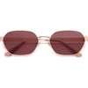 image:imageSOJOS Trendy Polarized Hexagon Sunglasses for Women Men UV400 Retro Rectangle Shades SJ1238Rose GoldRed