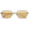 image:imageSOJOS Trendy Polarized Hexagon Sunglasses for Women Men UV400 Retro Rectangle Shades SJ1238SilverLight Brown