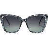 image:imageSOJOS Trendy Polarized Sunglasses For Women Retro Womens Oversized Square Cat Eye Sun Glasses UV Protection SJ2206Blue Pattern FrameDark Blue Grading Lens