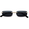 image:imageSOJOS Trendy Small Square Sunglasses Womens Retro Rimless Sun Glasses Vintage Narrow Shades SJ1280Gold  Grey Lens