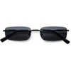 image:imageSOJOS Trendy Small Square Sunglasses Womens Retro Rimless Sun Glasses Vintage Narrow Shades SJ1280Shiny Black  Grey Lens