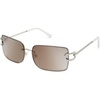 image:imageSOJOS Vintage Rectangle Sunglasses for WomenOversized Trendy Rimless 90s UV400 Womens Y2K Shades SJ1178SilverBrown Light Silver Mirror