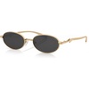 image:imageSOJOS Y2K Oval Metal Polarized Sunglasses Women Men Retro 90s Small Thin Frame Sun Glasses with UV400 AfterglowGoldGrey