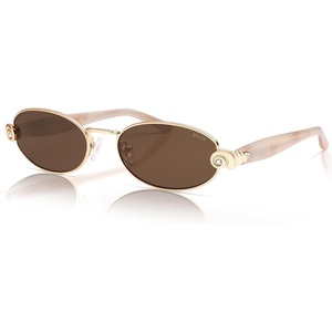 image:imageSOJOS Acetate Oval LimitedEdition Sunglasses Women Vintage Seashell amp Diamond Accents Elegant Sun Glasses LovelaceGoldLight Brown