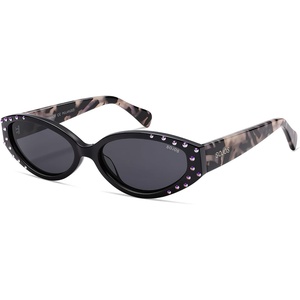 image:imageSOJOS Acetate Polarized Retro Sunglasses for Women Oval CatEye Vintage Narrow Sun Glasses SJ3131 ShimmerBlackGrey