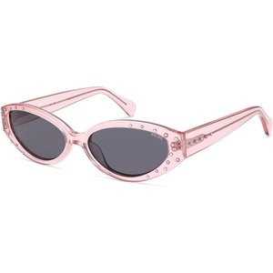 image:imageSOJOS Acetate Polarized Retro Sunglasses for Women Oval CatEye Vintage Narrow Sun Glasses SJ3131 ShimmerPinkGrey