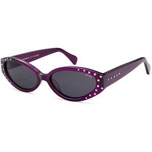 image:imageSOJOS Acetate Polarized Retro Sunglasses for Women Oval CatEye Vintage Narrow Sun Glasses SJ3131 ShimmerPurpleGrey