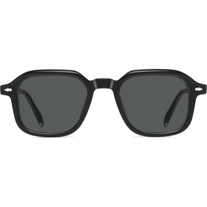 image:imageSOJOS Acetate Square Polarized Sunglasses Women Men Retro Handmade Rectangular Lightweight Sun glasses HarrisonBlackGrey