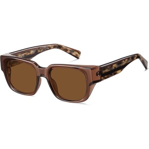 image:imageSOJOS Acetate Square Polarized Sunglasses for Women Men Handmade Trendy Lightweight Sunnies Rectangular Shades UV400 RowanLight BrownBrown