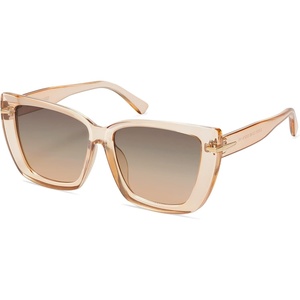 image:imageSOJOS Big Large Oversized Cat Eye Sunglasses for Women 70s Trendy Plus Size Designer Shades SJ2231Clear BrownBrown