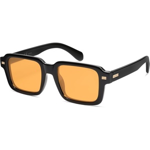 image:imageSOJOS Big Trendy Square Polarized Sunglasses Womens Mens Retro Large Chunky Oversized Rectangle Shades SJ2345Shiny BlackYellow Tint