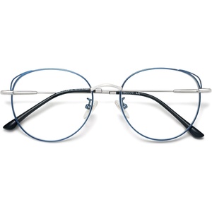image:imageSOJOS Cat Eye Blue Light Blocking Glasses for Woman Hipster Metal Frame Womens Eyeglasses She Young SJ5027Bluesilver