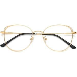 image:imageSOJOS Cat Eye Blue Light Blocking Glasses for Woman Hipster Metal Frame Womens Eyeglasses She Young SJ5027Gold